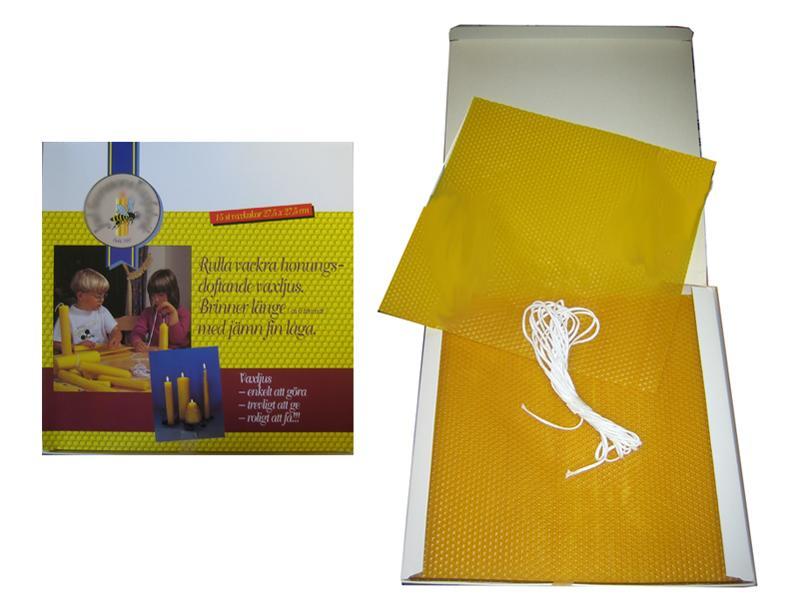 Ljusvaxkakor/Bivaxkakor att göra ljus av 275x275mm, inkl veke, 15/fp