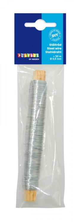 Metalltråd, 0,5mm, 50 meter, Silvergrå