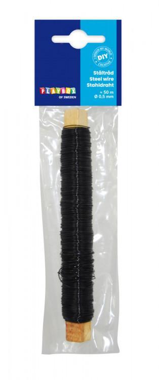 Metalltråd, 0,5mm, 50 meter, Svart