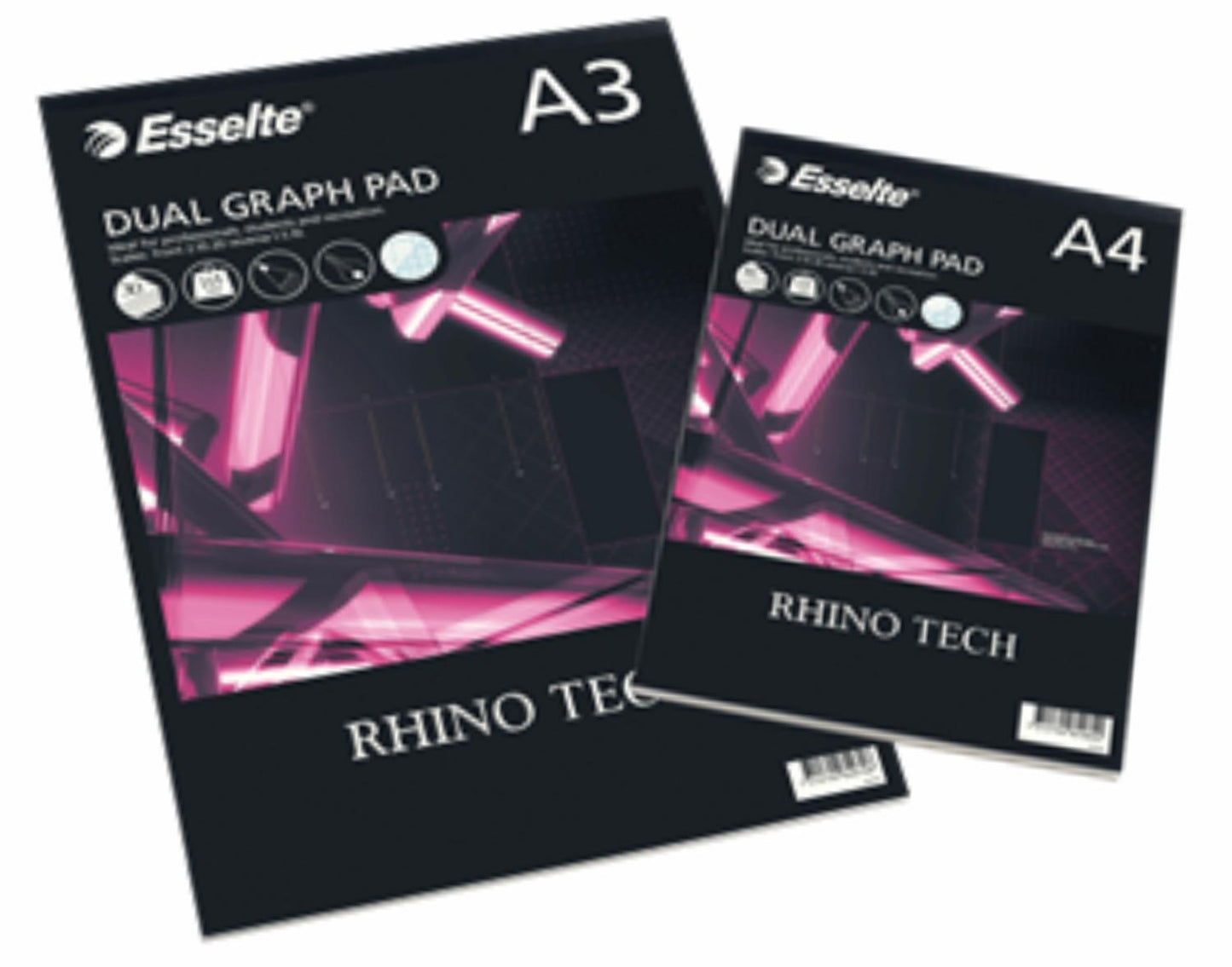Millimeterpapper / Millimeterrutat papper, 2 skalor, Esselte Rhino Tech Dual Graph, 115g, A3, 30 ark