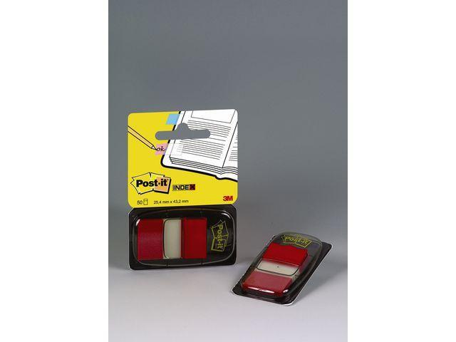 Märkflik Post-it Index 1/1" (25,4x43,2mm) 680-1, Röd, 50 flikar/fp