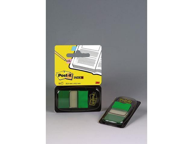 Märkflik Post-it Index 1/1" (25,4x43,2mm) 680-3, Grön, 50 flikar/fp