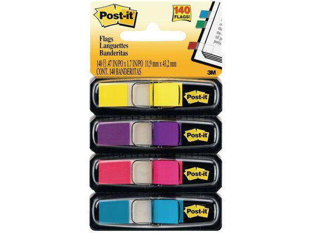 Märkflik Post-it Index Split flag 1/2" (11,9x43,1mm) 683-4AB Neon, 35 flikar x 4 färger/fp