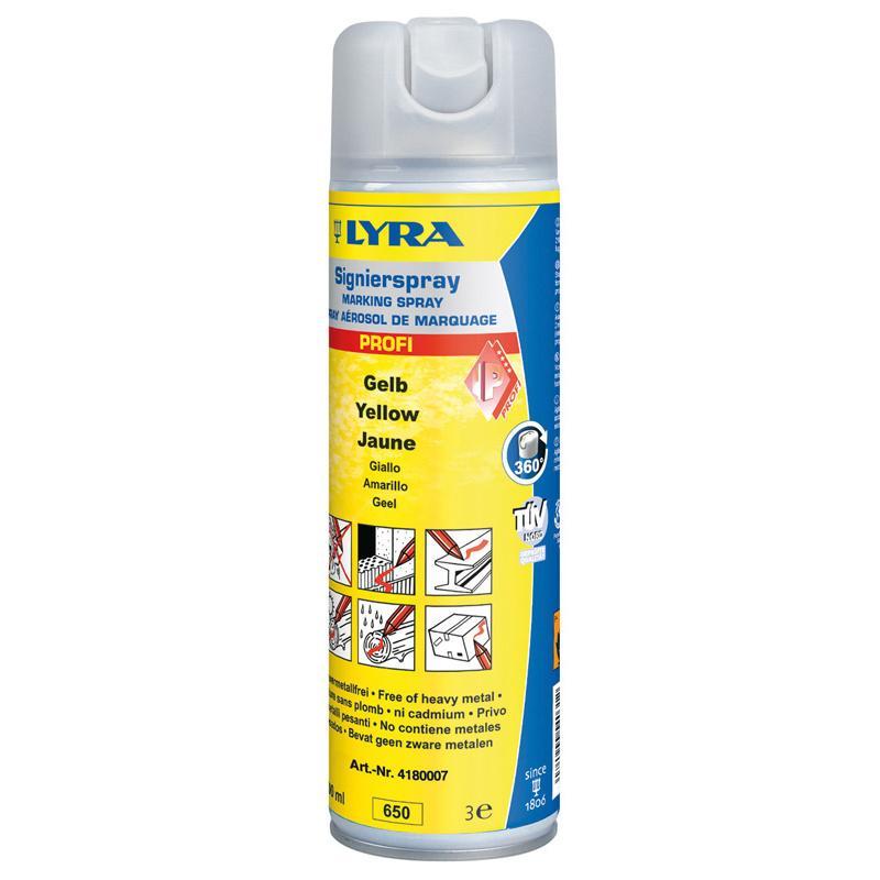 Märkspray/Signalspray/Sprayfärg Lyra Profi 4180, 500ml, Gul