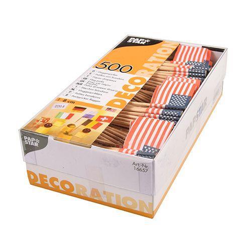 Partypinnar/Cocktailflaggor, flagga, "America", USA, amerikanska flaggan, 8cm, 500 flaggor/fp