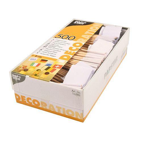 Partypinnar/Cocktailflaggor, flagga, Vit, 8cm, 500 flaggor/fp