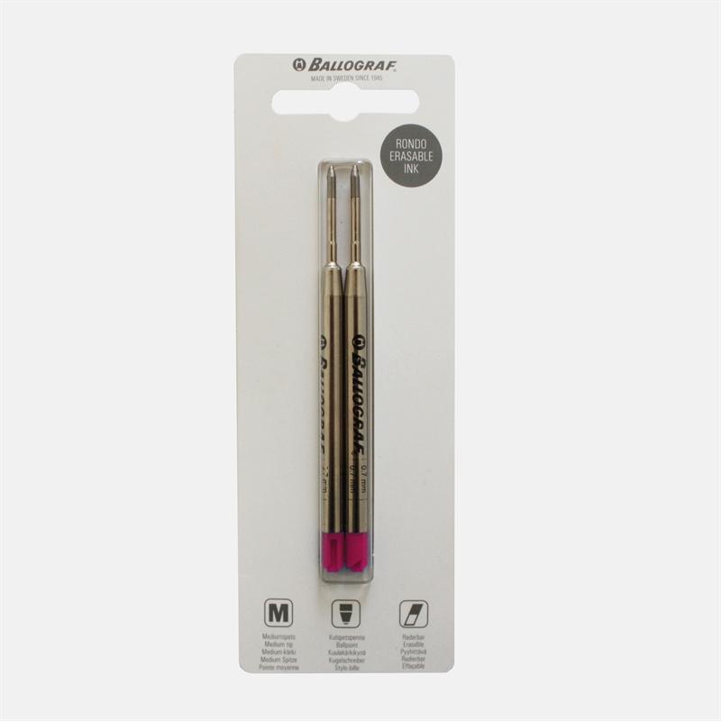 REFILL Patron Ballograf Rondo Erase, raderbart bläck, Rosa, 2/fp