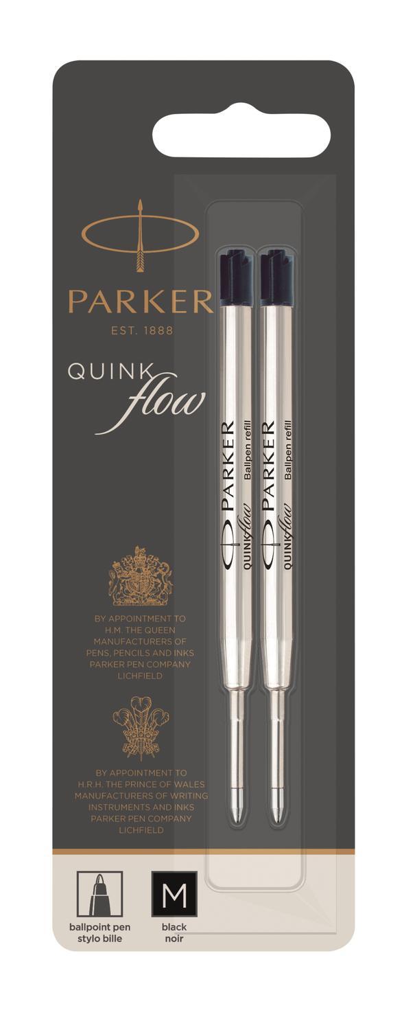 REFILL Patron Parker kulspetspatron QuinkFlow Medium Svart 2/fp