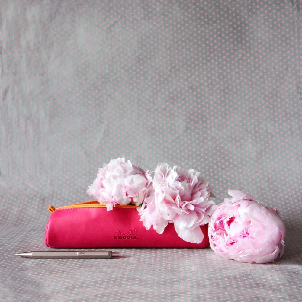 Pennfodral/Pennskrin Rhodia Rhodiarama 215x55mm, Konstläder, Raspberry