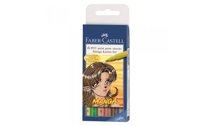 Penselpenna Faber-Castell PITT artist pen brush Manga set Kaoiro (Version 1), 6 färger/fp