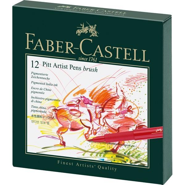 Penselpenna Ritpenna Faber-Castell PITT Artist pen Brush India ink pen, Studio box, Ateljélåda, 12 färger/fp