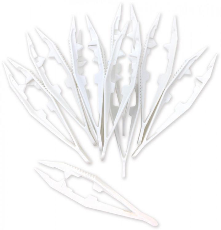 Pincetter till rörpärlor, 10,1x2,3cm, plast, vit 10/fp