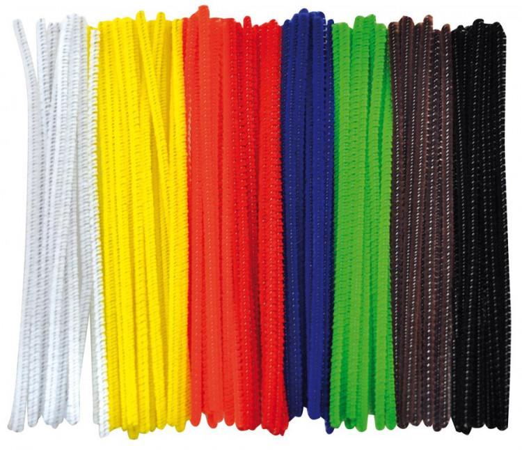 Piprensare 15cm, 8 Basfärger, 100/fp (Svart, Vit, Gul, Grön, Orange, Blå, Brun, Röd)