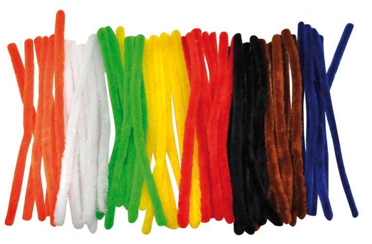 Piprensare 28cm, Ø 16mm, Extra tjock, 8 basfärger, 50/fp (Röd, Gul, Svart, Orange, Blå, Brun, Vit, Grön)