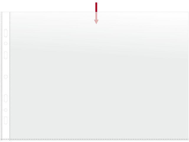 Plastfickor / Plastficka, A4L (liggande A4), 0,12mm, präglad, hålad på kortsidan, 100/fp