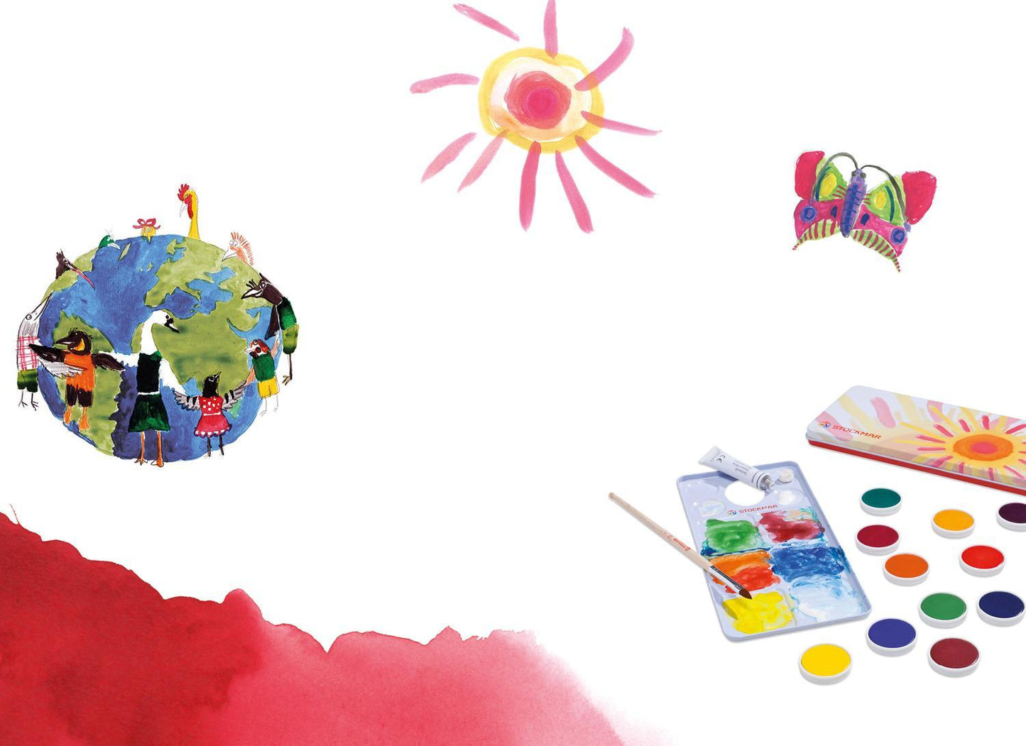 Presentset/Målningsset: Stockmar Painting and Drawing Set (hexagonalformade färgpennor + akvarelltäckfärg + målarblock)