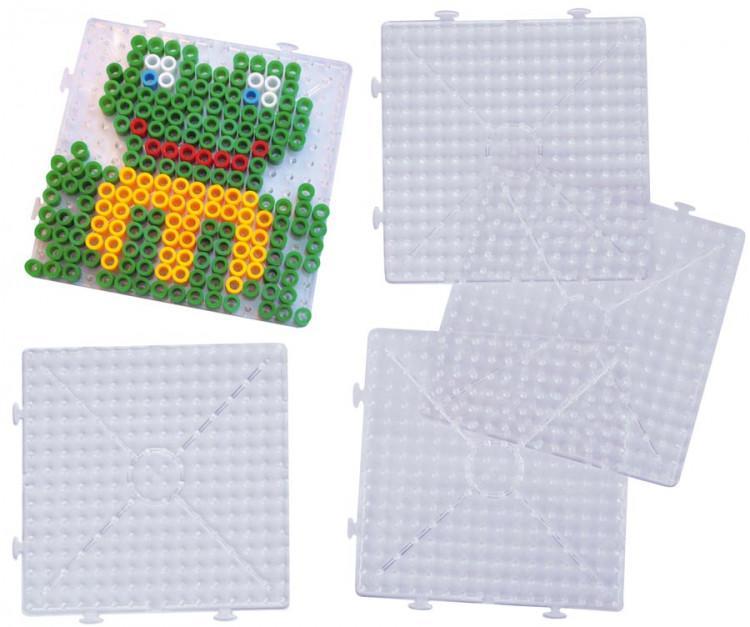 Pärlplattor, stiftplattor, (XL-pärlplatta), kvadrat, 16x16cm, byggbara, för XL-rörpärlor (Ø10mm), 5 st/fp