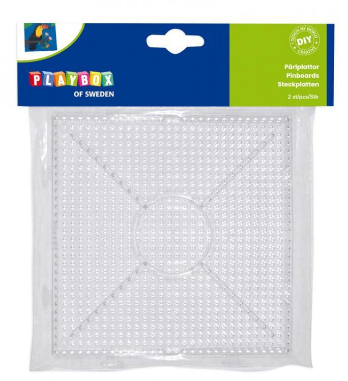 Pärlplattor, stiftplattor, kvadrat, 15x15cm, byggbara, för midirörpärlor (Ø5mm), 2 st/fp