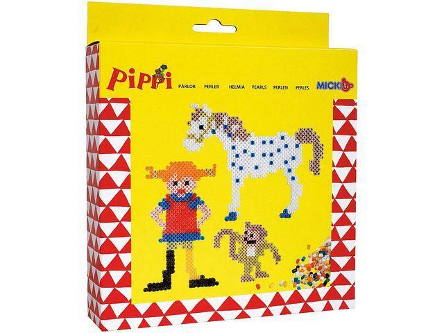 Pärlset, strykpärlor, Astrid Lindgrens Pippi Långstrump, Ø 5mm, 2000 rörpärlor/fp + 2 st pärlplattor