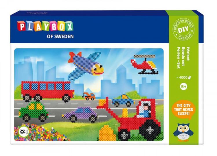 Pärlset, strykpärlor, Fordon, Ø 5mm, 4000 rörpärlor/fp + pärlplattor