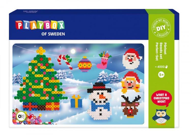 Pärlset, strykpärlor, Jul, Ø 5mm, 4000 rörpärlor/fp + pärlplatta