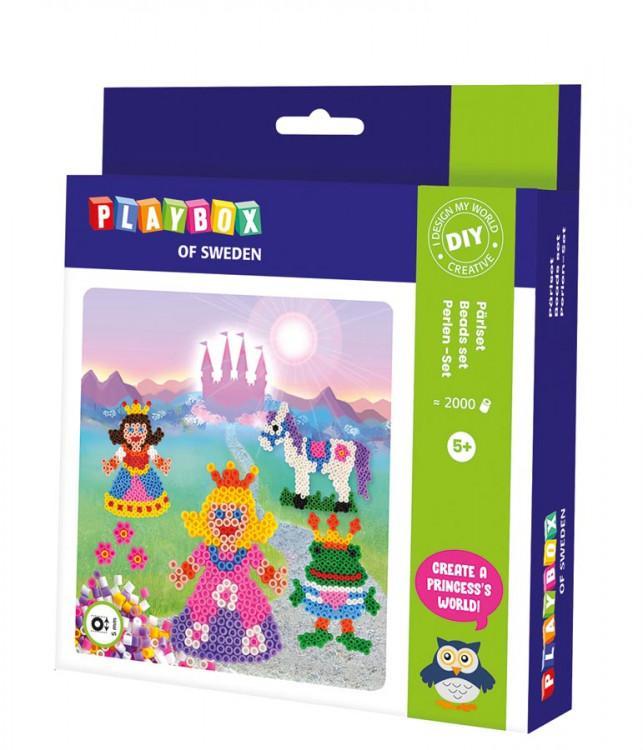 Pärlset, strykpärlor, Prinsessa, Ø 5mm, 2000 rörpärlor/fp + pärlplattor