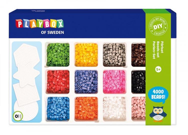 Pärlset, strykpärlor, midirörpärlor & pärlplattor, Ø 5mm, 4000 rörpärlor/fp + 4 st pärlplattor