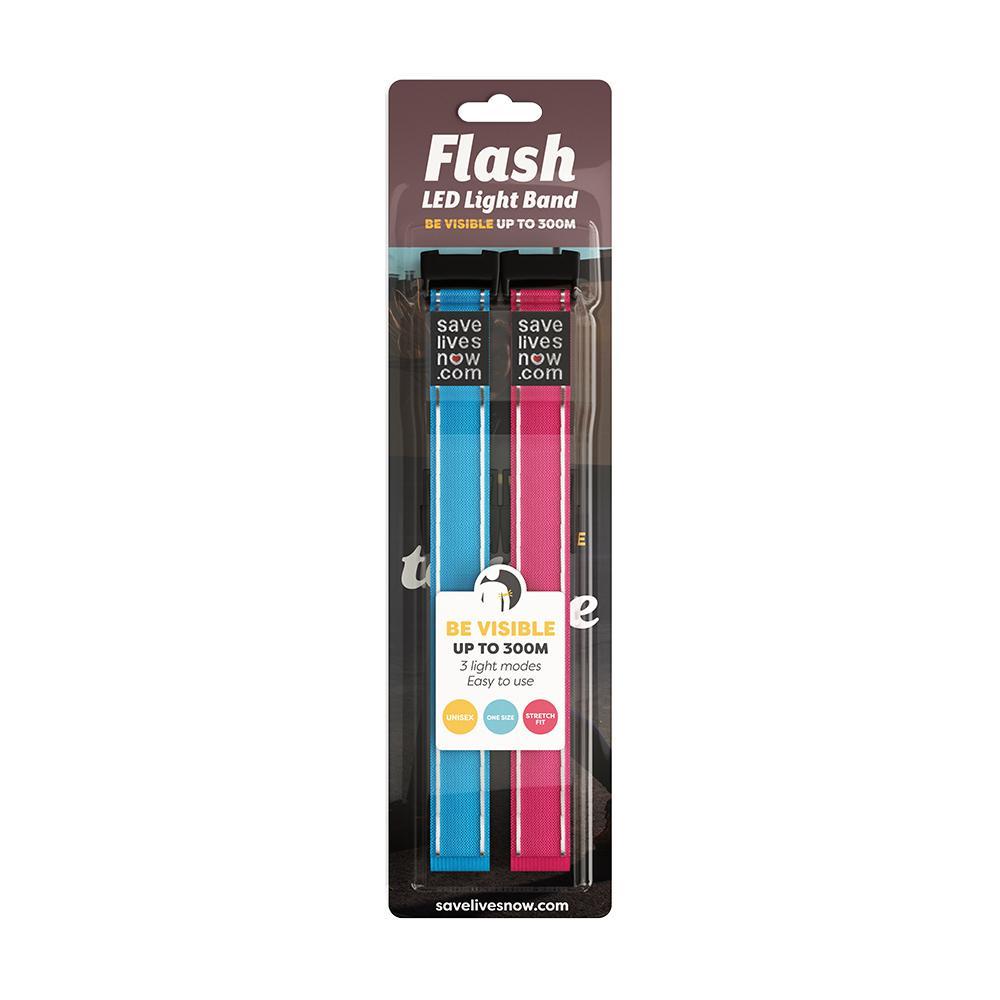 Reflexband Flash LED Light Band, upp till 300m synlighet, Rosa & Blå, 2 reflexer/fp