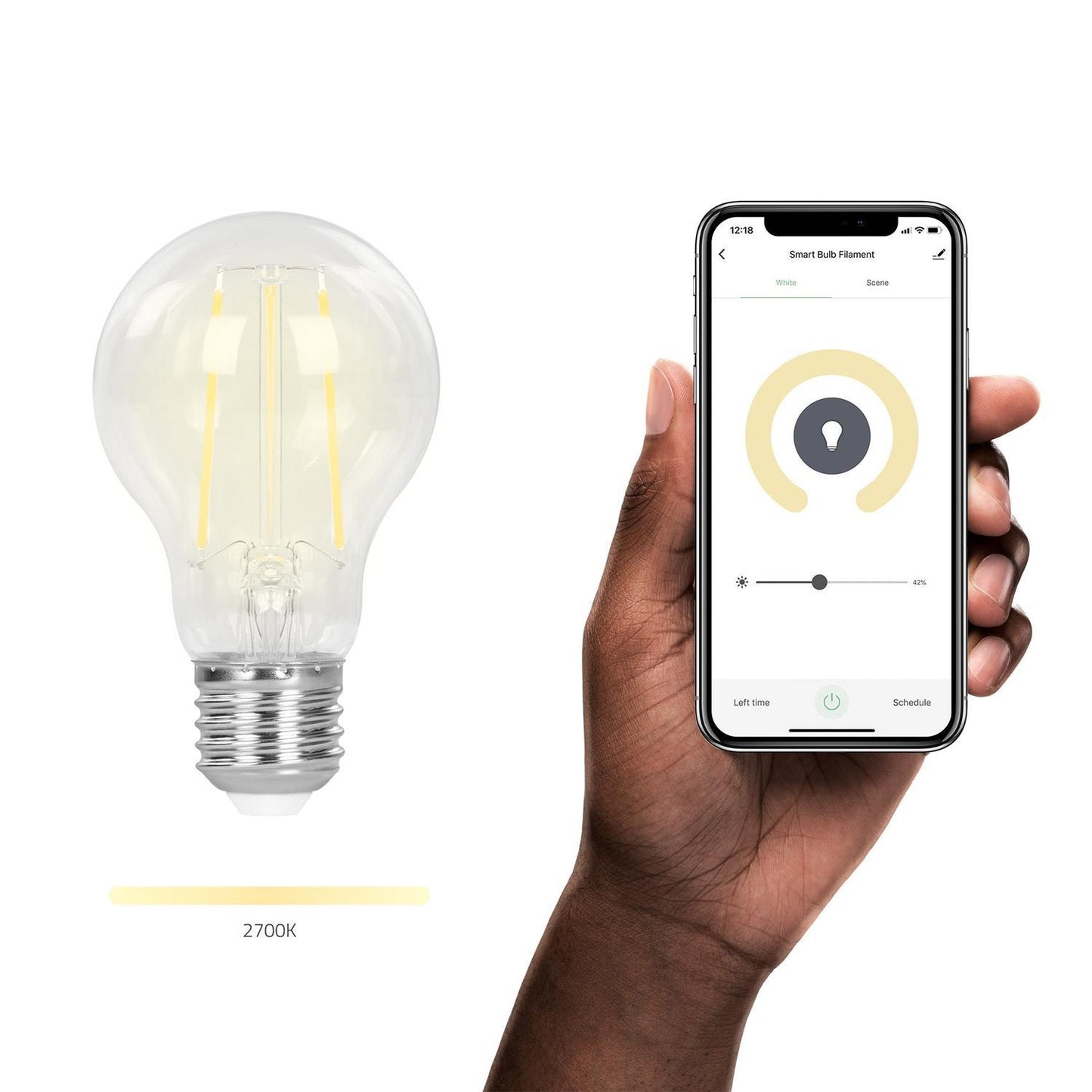 Smart lampa, WiFi, Hombli Smart Bulb E27, LED, CCT, 7W, Dimbar, Retro Filament, med retrofilament