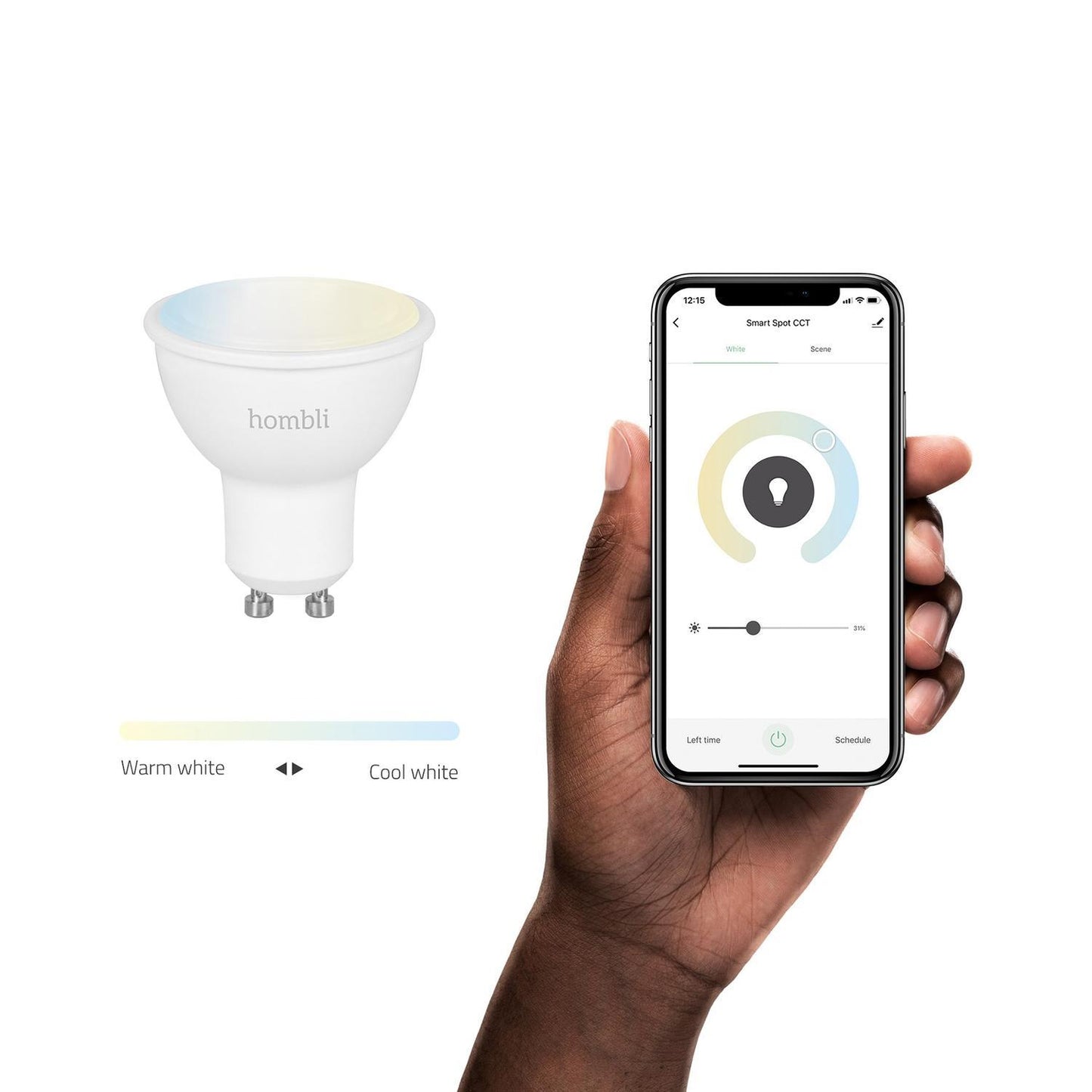 Smart lampa, WiFi, Hombli Smart Spot GU10, LED, CCT, 4,5W, Dimbar 2/fp