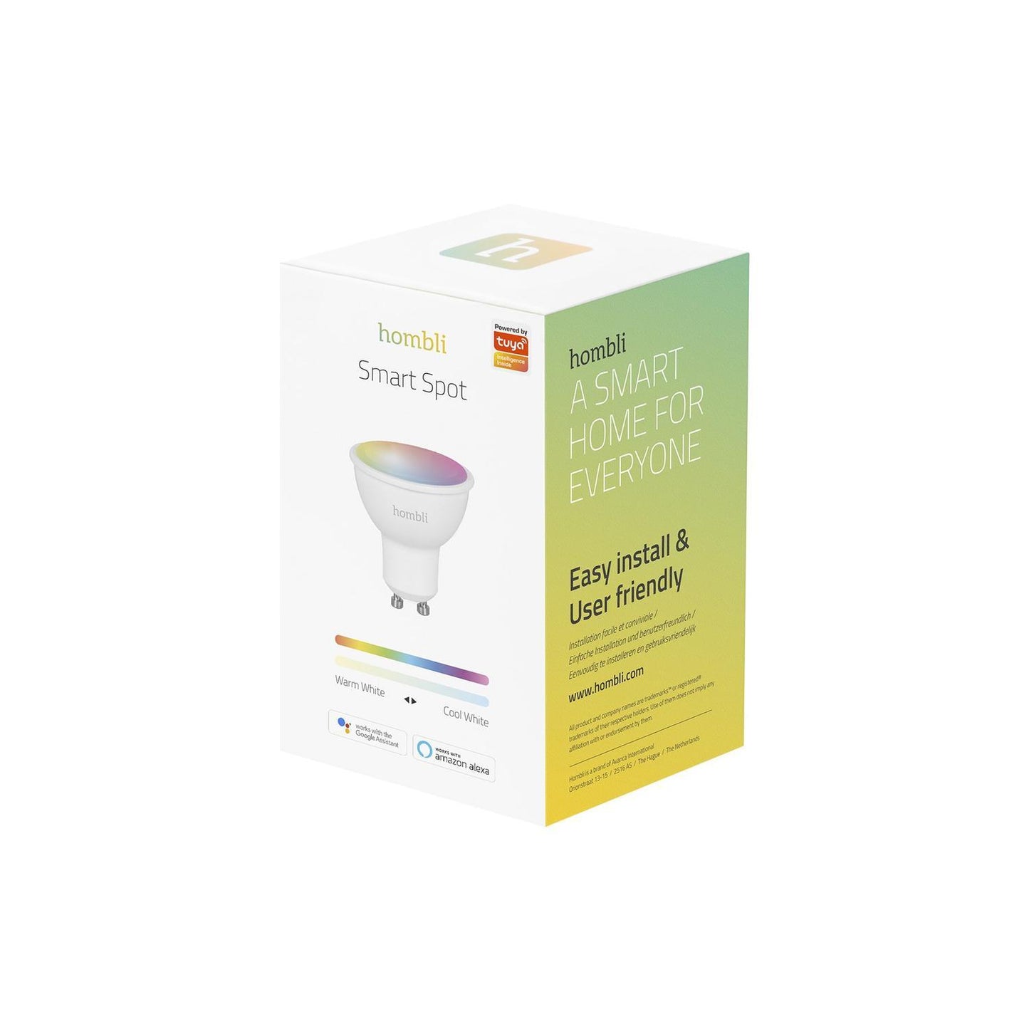 Smart lampa, WiFi, Hombli Smart Spot GU10, LED, RGB & CCT, 5W, Dimbar, Multifärg
