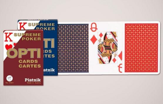 Spelkort/Kortlek Piatnik OPTI Supreme Poker-kortspel, stora bokstäver/siffror, 2 kortlekar/fp