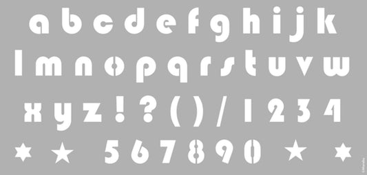 Stencil Marabu Stencil, 31,5x66cm, Alphabet Small Letters, Bokstäver & Siffror, gemener (små bokstäver)