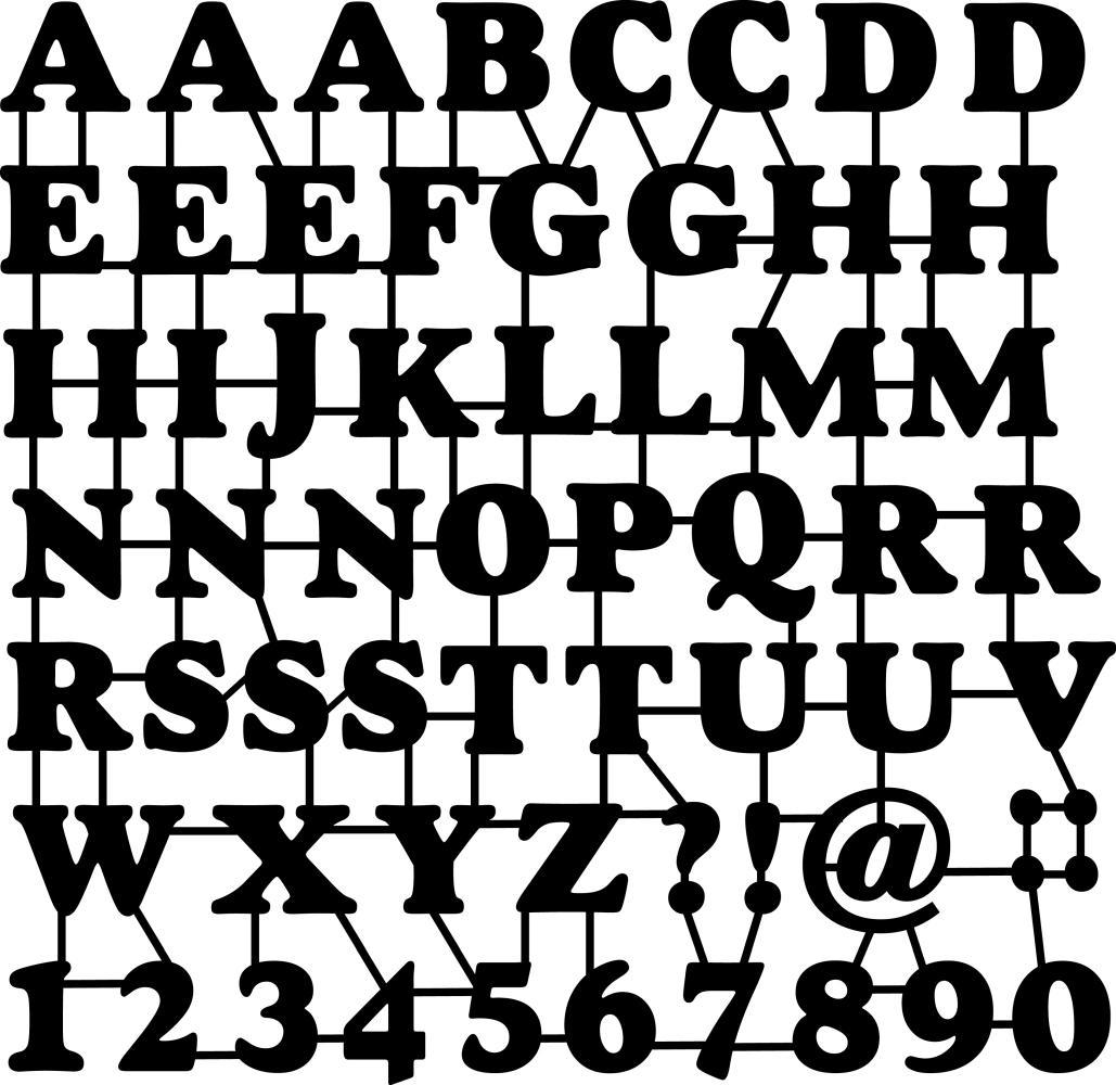 Stencil/Maskeringsstencil Marabu Silhouette Stencil, 30x30cm, ABC & Numbers, Bokstäver & Siffror, Versaler (stora bokstäver)