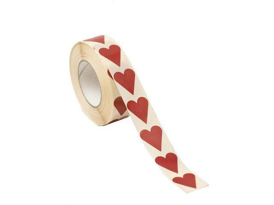 Stickers/Klistermärken på rulle, Hjärtan, Röd, 20x23mm, 1000 etiketter/rulle