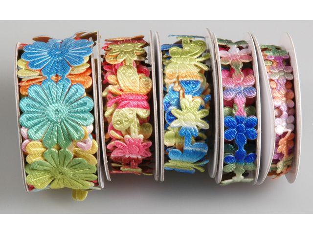 Stickers/Klistermärken på rulle, blommor & fjärilar, tyg, 500 etiketter/fp