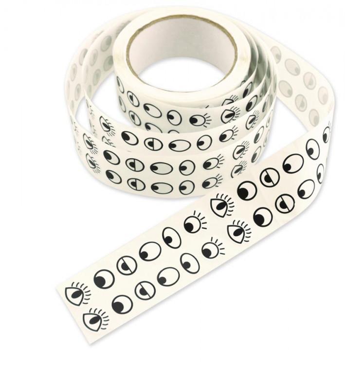 Stickers/Klistermärken på rulle, svart/vita ögon, 2000 etiketter/rulle