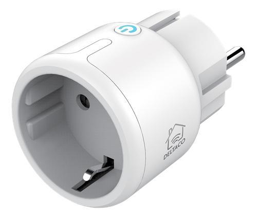 Strömbrytare/Plug In Relä, WiFi, Deltaco Smart Home, Smart Mini Plug, (EU), 10A, timer, Vit