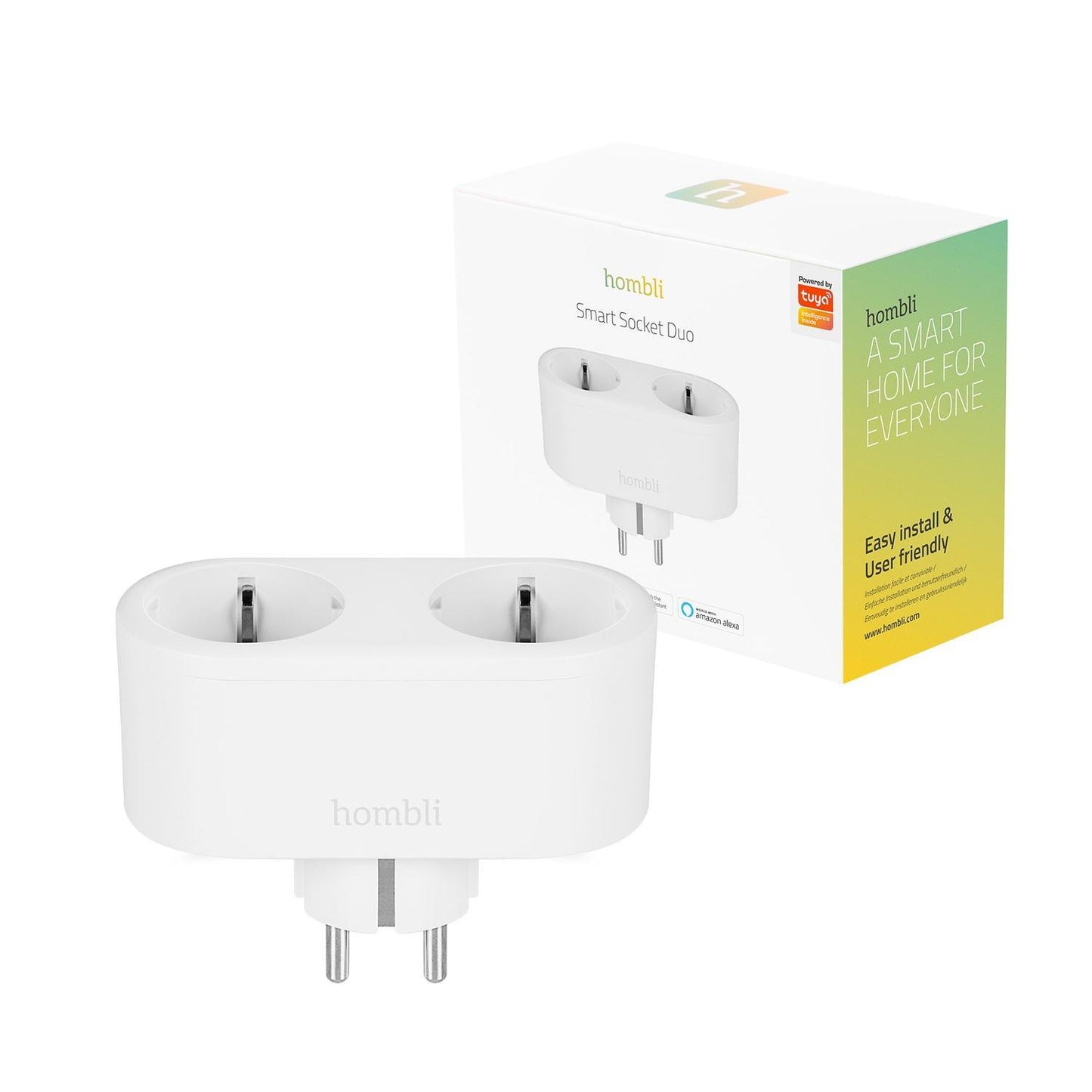 Strömbrytare, WiFi, Hombli Smart Socket Duo WiFi Plug (EU), 16A, Vit (med energimätning)