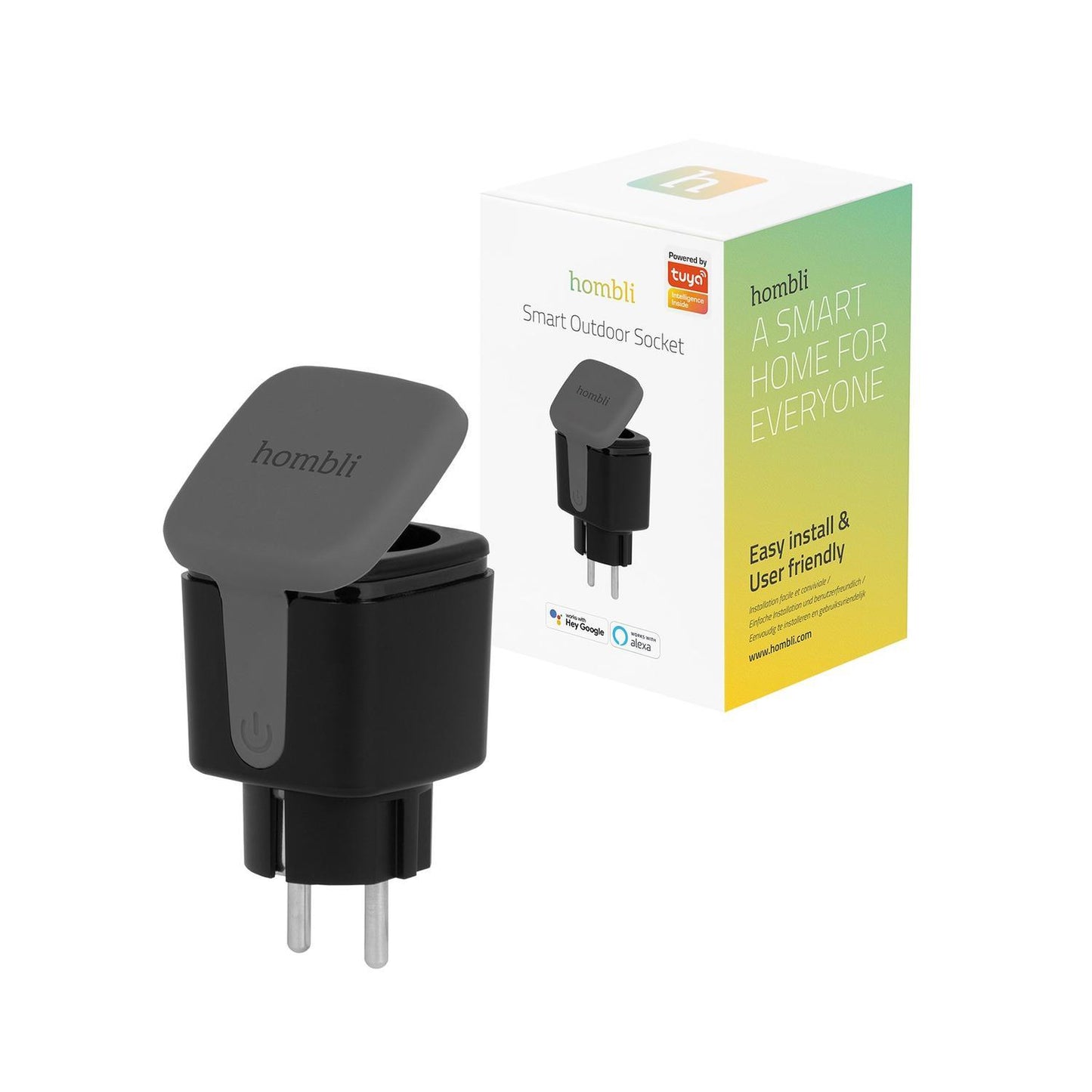 Strömbrytare, utomhusbruk, WiFi, Hombli Smart Outdoor Socket WiFi Plug (EU), 16A, Svart (med energimätning)