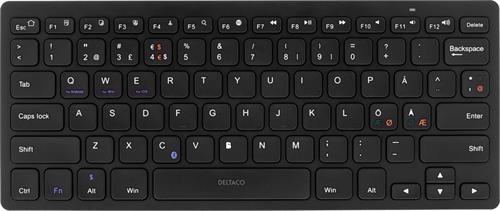 Tangentbord, minitangentbord, trådlöst, Deltaco TB-631 Compact Bluetooth Keyboard (Nordic), bluetooth, Svart