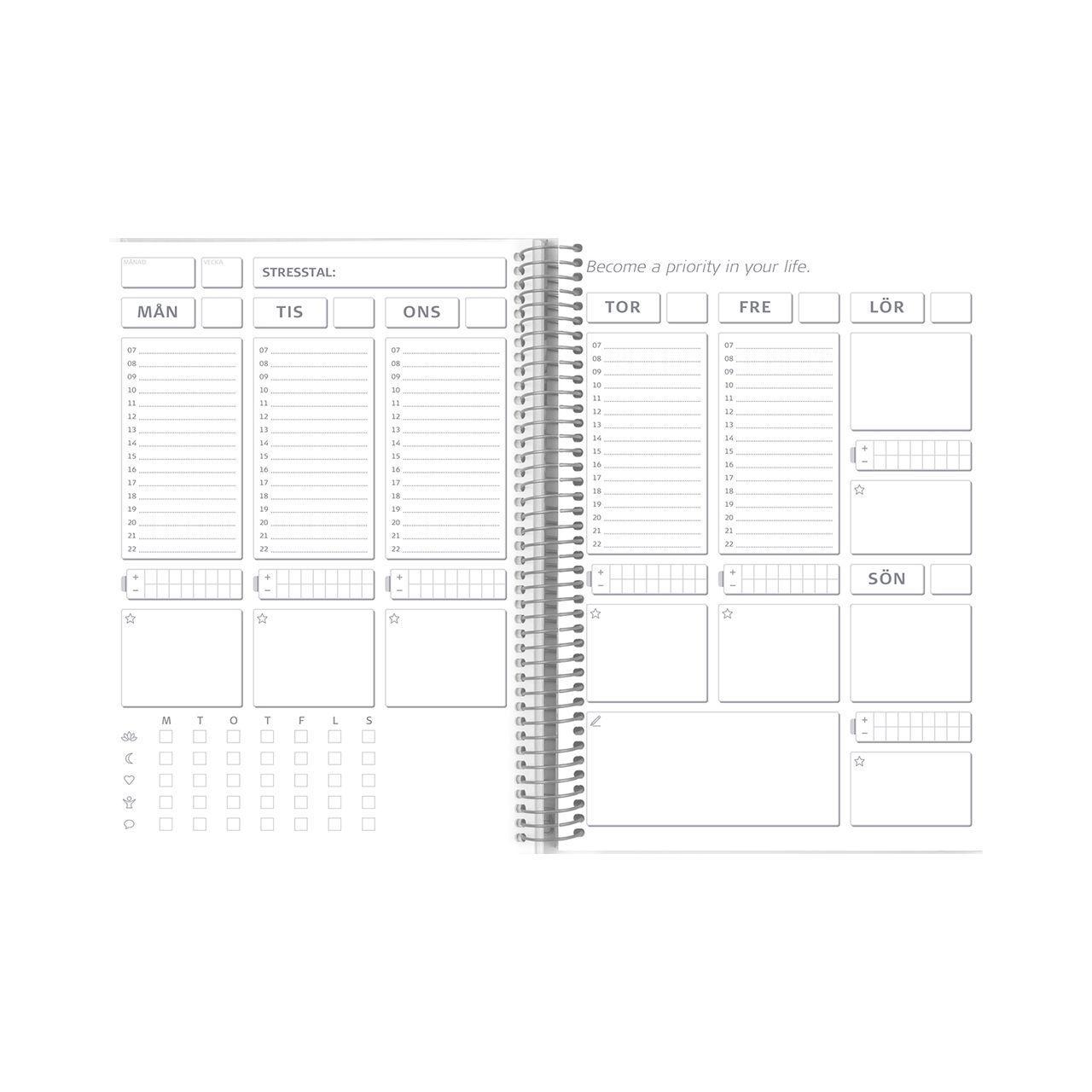 Temakalender, Balance log, Stresshantering, Odaterad kalender, Burde 1049 (ej årsbunden)