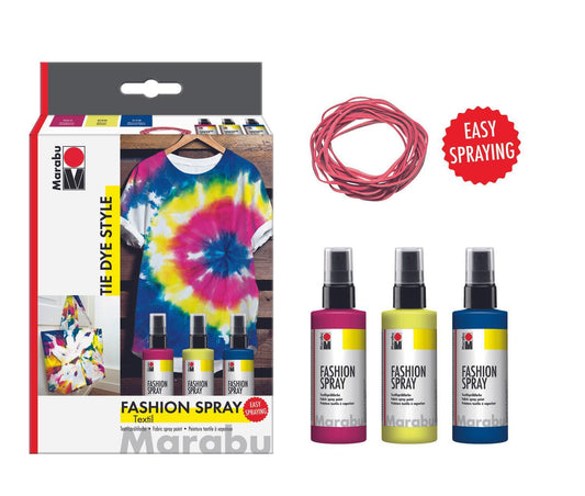 Textilsprayfärg-set: Textilfärg, sprayflaska Marabu Fashion Spray Set "Tie Dye", 3 x 100ml/fp