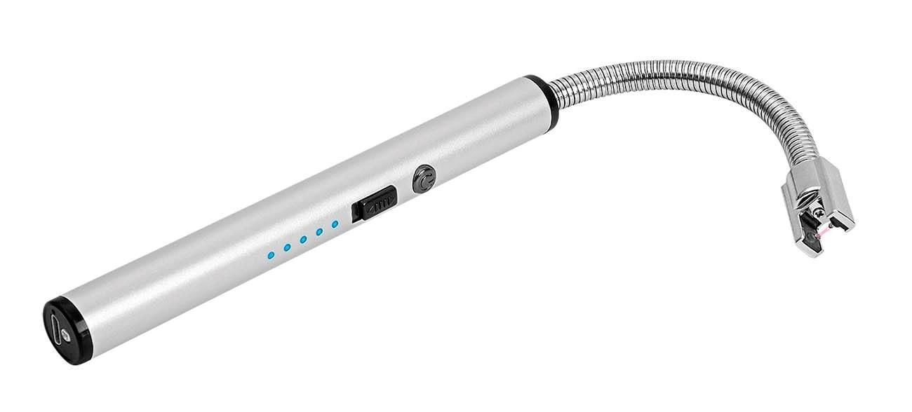 Tändare, elektrisk tändare + USB-kabel, Wedo Arc, aluminium, Silvergrå (USB-laddning)
