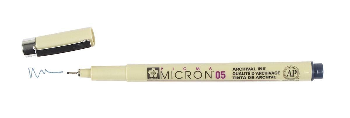 Tuschritpennor Pigma Micron 6 st Fineliner + 1 st Brush pen, Svart, 7 pennor/fp