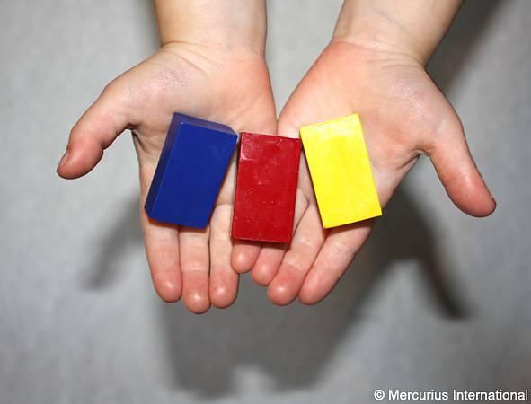 Vaxblock/Vaxkritor Stockmar plåtask med 8 block/ask, Waldorf-mix (ej svart)
