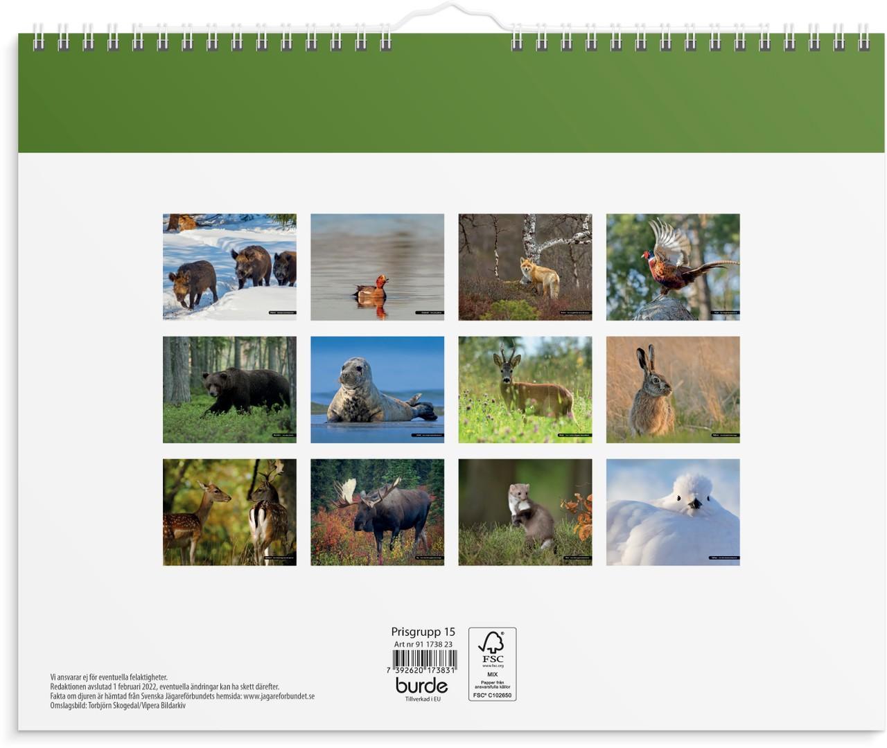 Väggkalender Burde 1738 Jaktkalender, 300x480mm (300x240 mm)