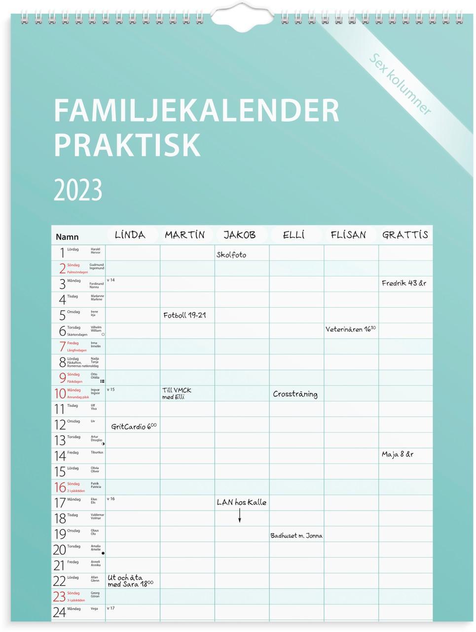 Väggkalender Burde 1759 Familjekalendern Praktisk, 295x390mm