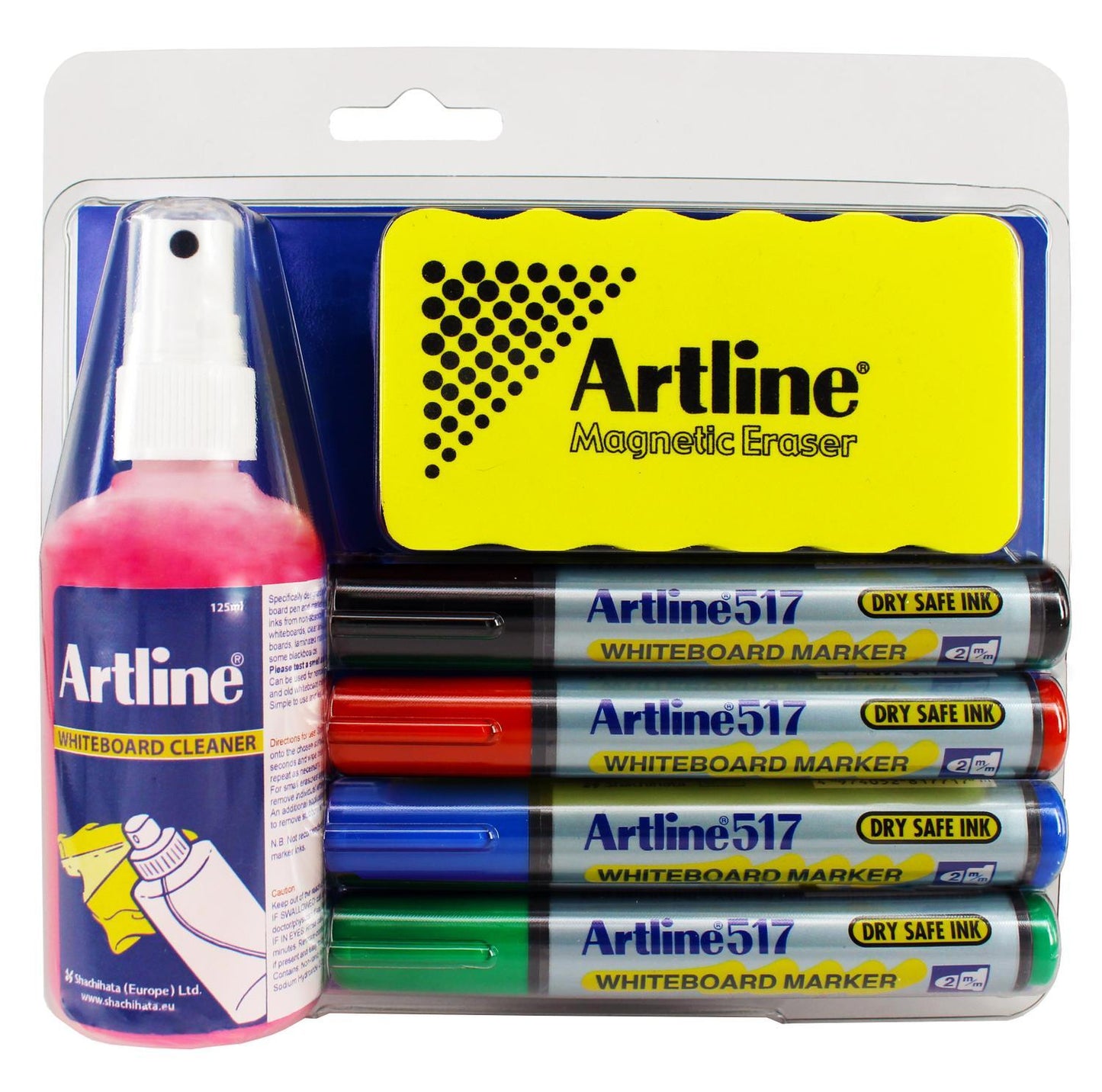 Whiteboardpennor/Rengöringskit Artline EK-517 Rund spets, 4/fp