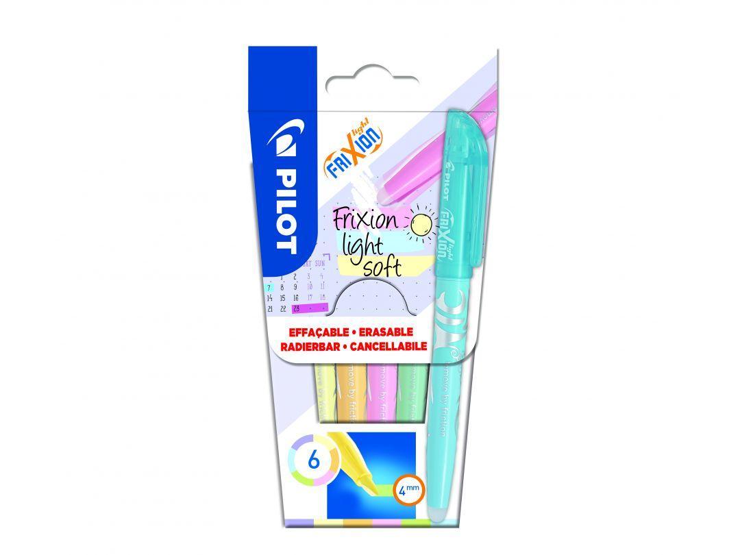 Överstrykningspenna Pilot Frixion Light Soft, Medium, 6 färger/fp